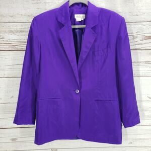 Vintage Naked Silk Women's Violet 100%Silk Single Button Blazer Size Small